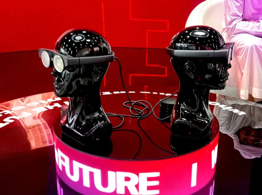 VR headsets on a DigiComm exhibition stand